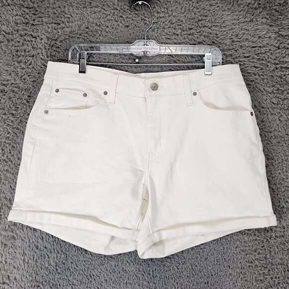 Levi's Shorts Womens 32 White Stretch Mid Rise Mid Length Denim Jean - Picture 2 of 11